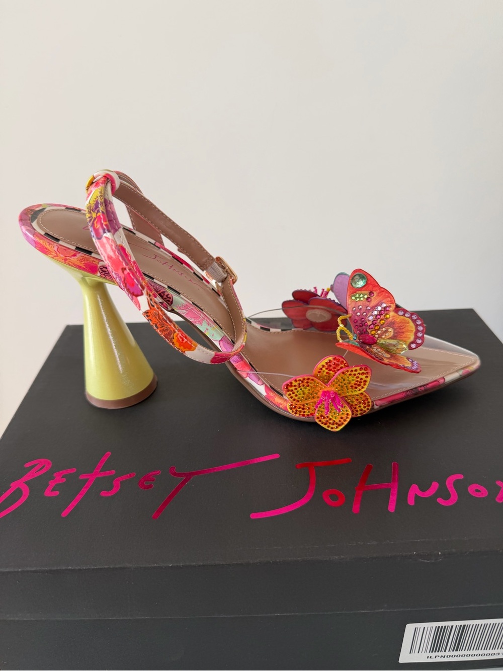 Betsey Johnson colorful Floral Appliqué pointed toe block Heels - Picture 9 of 14